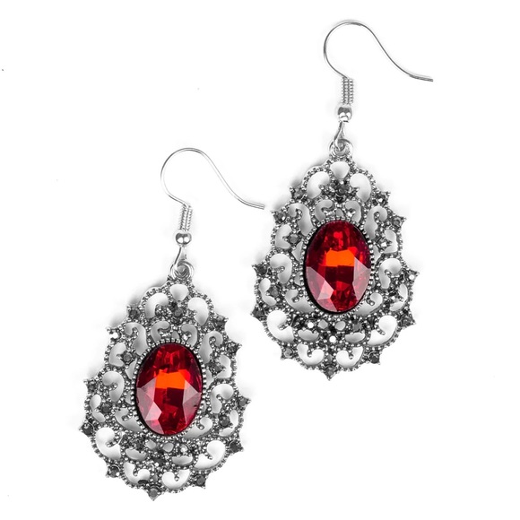 PAPARAZZI "REGAL RAZZLE" RED EARRINGS NEW - Picture 2 of 2